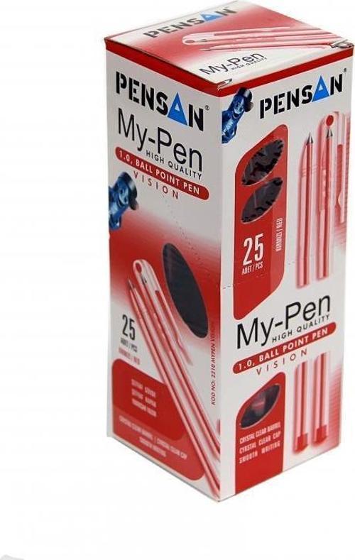 My-Pen Tükenmez Kalem 1,0 Mm Kırmızı 25 Li (1 Paket 25 Adet)