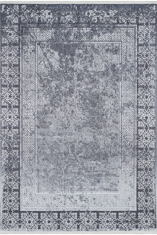 Sangli Gri Çerçeveli Dijital Baskı Halı-Haln-HLN1797-80 x 150