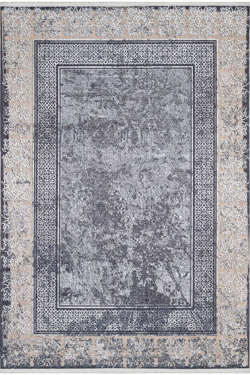 Jamnagar Gri Çerçeveli Yuvarlak Dijital Baskı Halı-Haln-HLN1798-80 x 400
