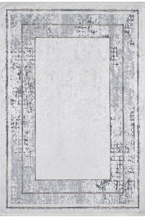 Dombivali Gri Çerçeveli Dijital Baskı Halı-Haln-HLN1808-120 x 200