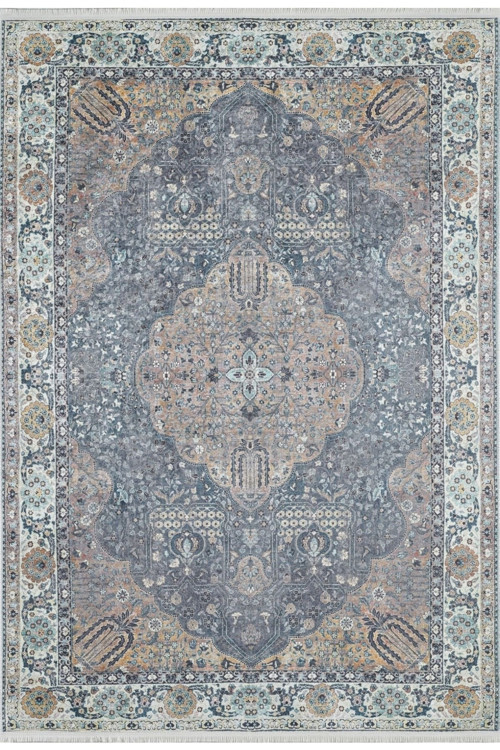 Kota Krem Klasik Dijital Baskı Halı-Haln-HLN1970-120 x 120-Kare