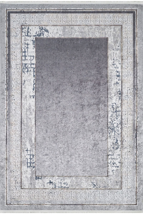 Lahor Gri Çerçeveli Dijital Baskı Halı-Haln-HLN1812-100 x 400