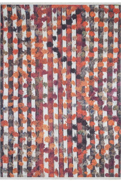 Indore Turuncu Modern Dijital Baskı Halı-Haln-HLN1677-280 x 380
