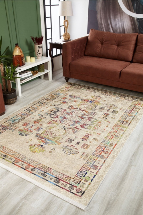 Metepec Bej Modern Dijital Baskı Halı-Haln-HLN1894-240 x 340