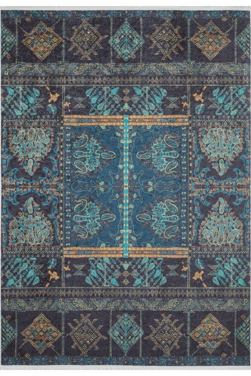 Kalyan Mavi Modern Dijital Baskı Halı-Haln-HLN1862-120 x 180