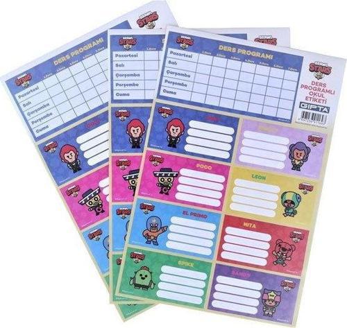 Brawl Star Ders Programlı Okul Etiketi 16X24Cm 3 Yaprak 5718