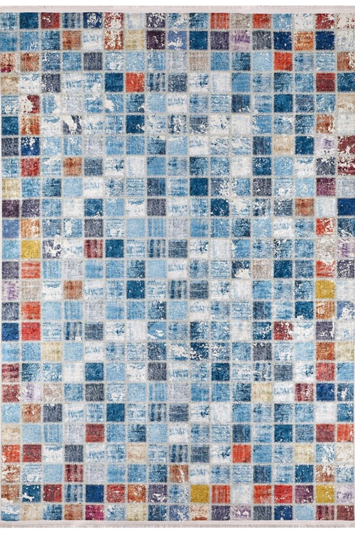Tientsin Mavi Patchwork Dijital Baskı Halı-Haln-HLN1255-200 x 250