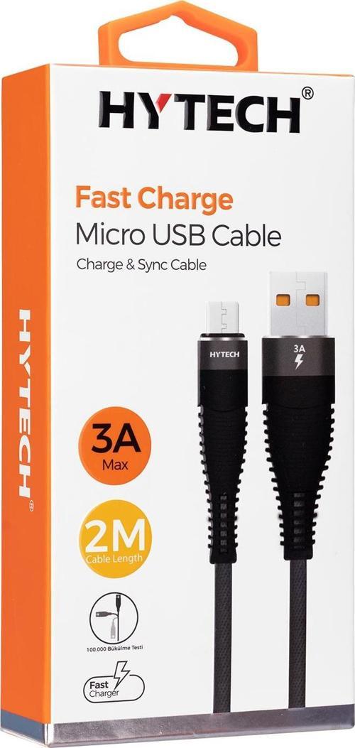 Hy-X2252M 3A Micro Usb 2 Metre Gri Data + Sarj Kablosu