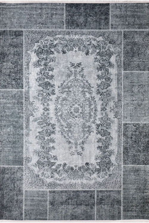 Xinning Gri Patchwork Dijital Baskı Halı-Haln-HLN311-130 x 190