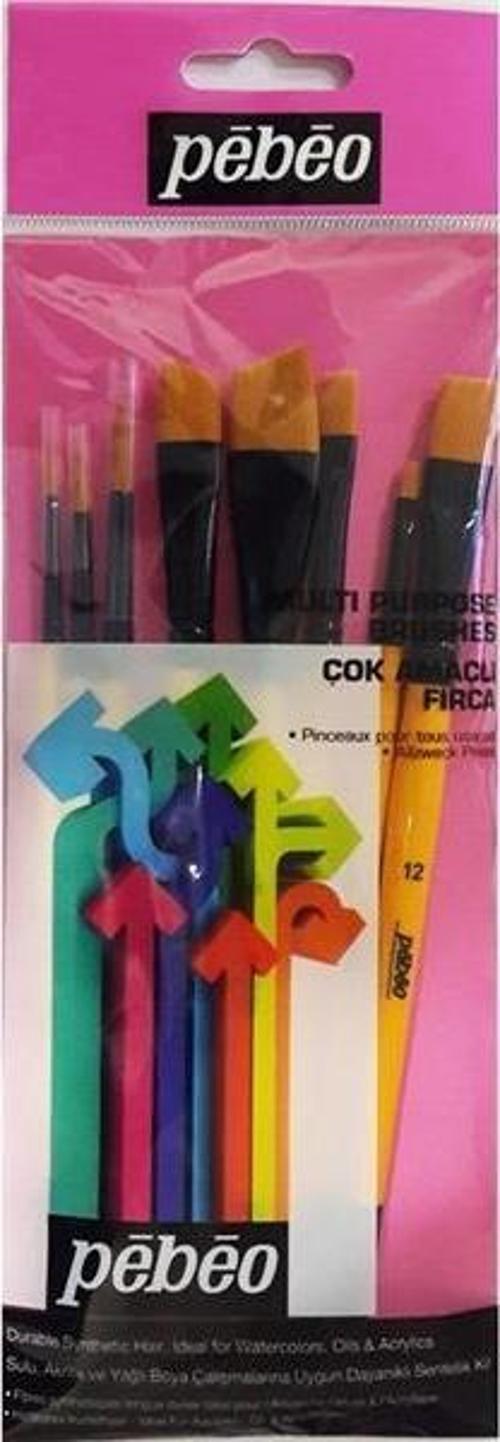 Fırça Seti Düz Kesik-Yelpaze-Angular-Kedi Dili-Çizgi 8 Lİi Set-7