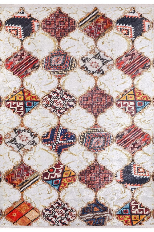 Montreal Bej Patchwork Dijital Baskı Halı-Haln-HLN933-180 x 280