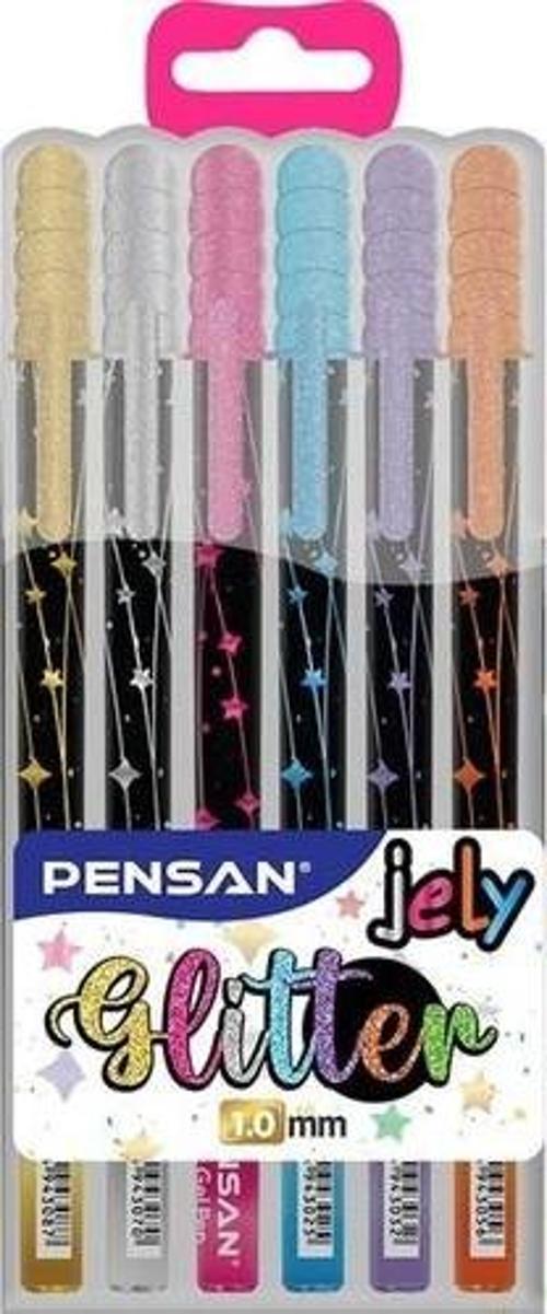 Jel Tükenmez Kalem Jely Glitter Simli 6 Renk Set 2800