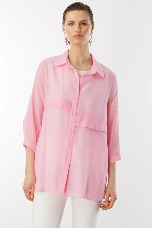 Kadın İç Atletli Düğmeli Bluz 3350 Pembe