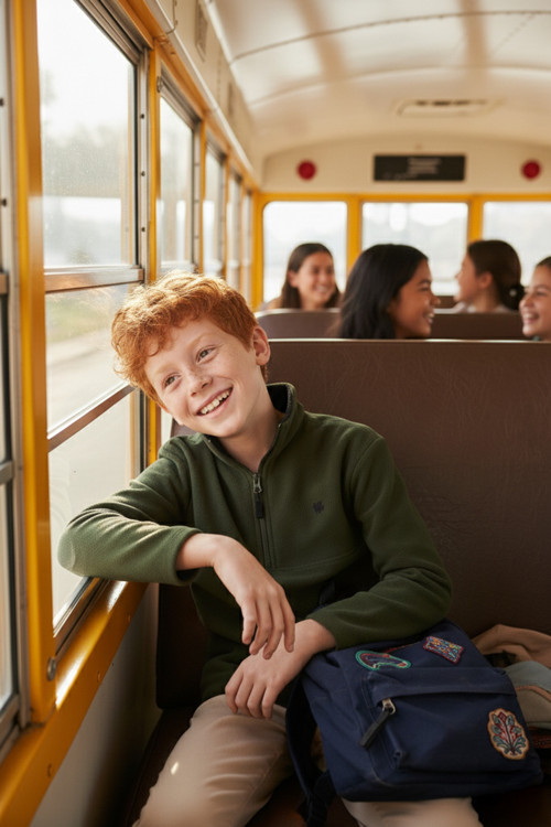 Yumuşak Dokulu Fermuarlı Dik Yaka Şardonlu Kışlık Unisex Çocuk Polar 5905002 HAKİ