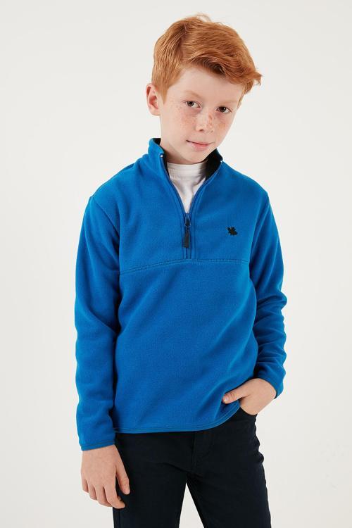 Yumuşak Dokulu Fermuarlı Dik Yaka Şardonlu Kışlık Unisex Çocuk Polar 5905002 SAKS