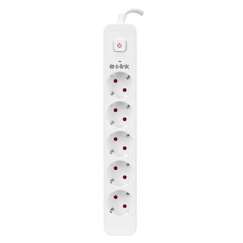 S-lınk Spg501s, 5 Soket, Akım Korumalı Priz, 1.5mt Kablo, 750 Joule (beyaz) %100 Bakır