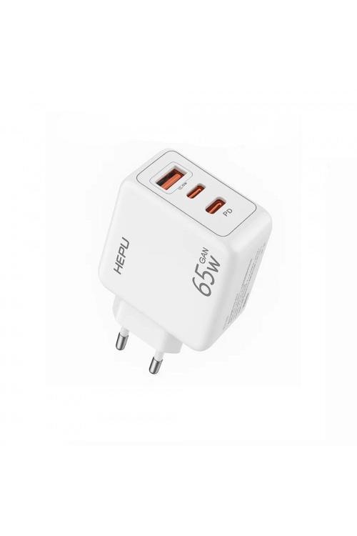 Hepu Hp-C37 65 Watt Gan Şarj Adaptörü 3-Port Fast Charger Hızlı Şarj Adaptörü