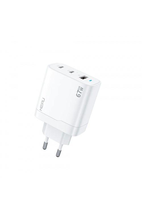 Hp-C32 67 Watt Gan Şarj Adaptörü 3-Port Fast Charger Hızlı Şarj Adaptörü