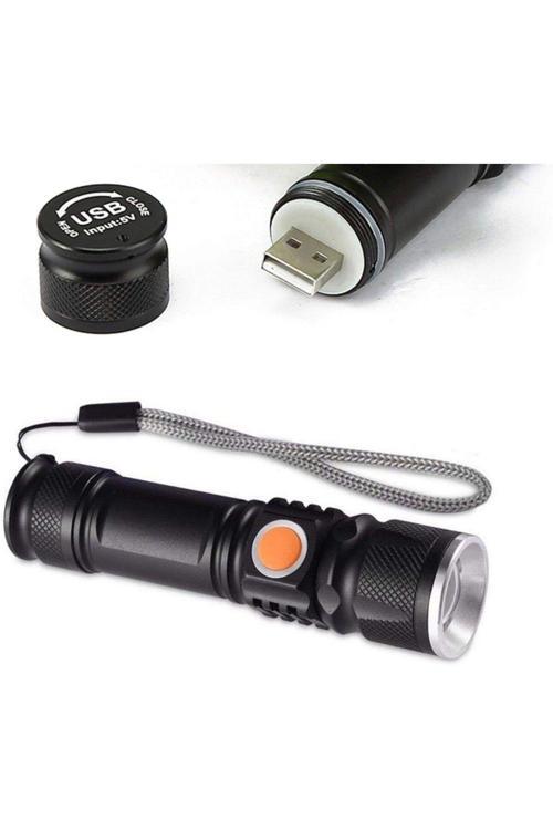 Ht-622 Mini El Feneri Şarj Edilebilir Usb P50 Led Mıknatıslı Metal Kasa Fener Zoom Işıldak Oto Fener