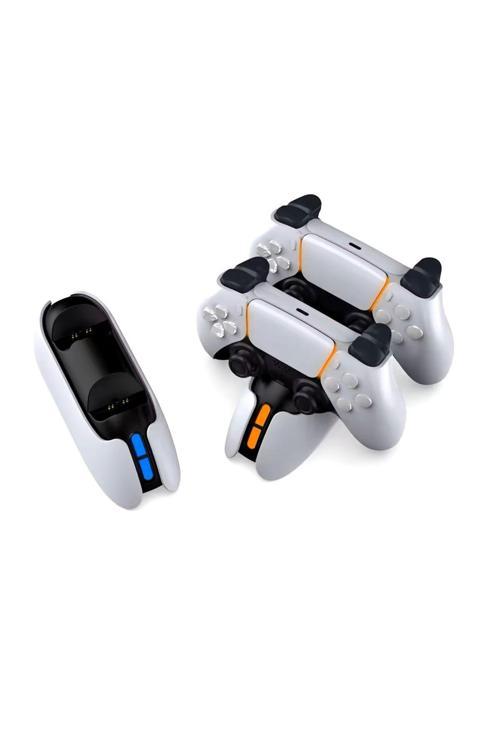 Ps5 Kol Şarj Edici Stand Dock Led Işıklı Göstergeli Çift Kol Şarjı Tp5-05103