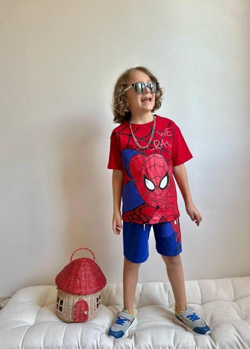 ERKEK ÇOCUK SPİDERMAN BASKILI PAMUK ŞORTLU TAKIM
