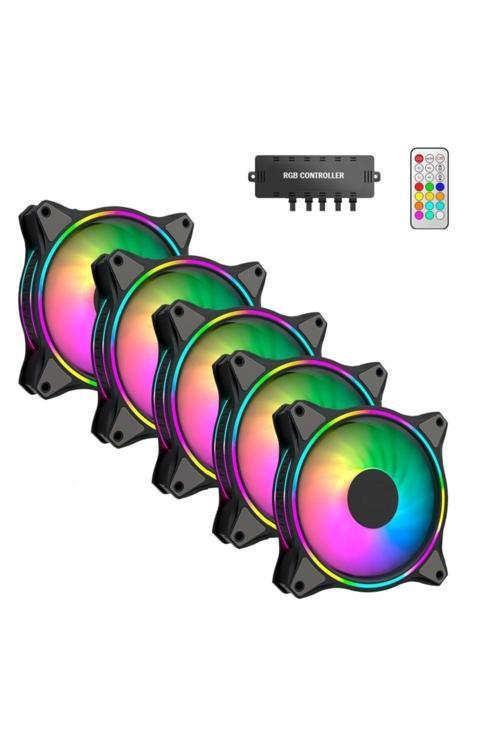 Air Turbine 5X120Mm 5'Li Argb Pro Fan Seti Kit Kasa Fanı (Kontrolcülü Ve Kumandalı)