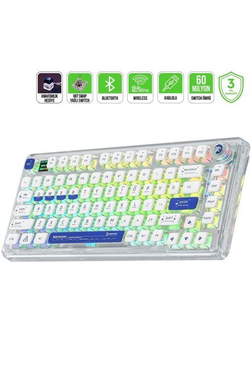 Gasket Pro X Rgb Wireless/Bluetooth/Kablolu Mekanik Hot-Swap Yağlı Switch Gasket Gaming Klavye