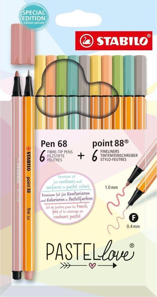 Point 88 Pen 68 Pastel Fineliner Kalem 0,4Mm Love 12 Renk 6888/12-7-7