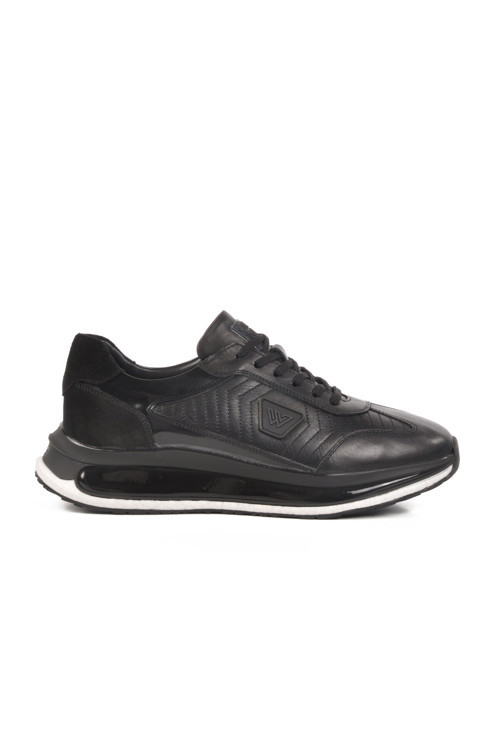 Siyah Hakiki Deri Erkek Sneaker Erroo 2614 M