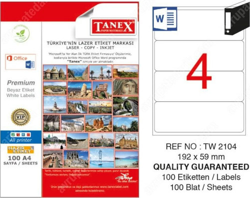 Tw-210 Lazer Etiket 192-0594 Tw2104Las10100
