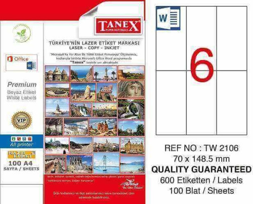 Tw-2106 Lazer Etiket 70X148 Mm Tw2106Las10100