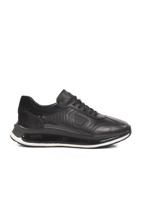 Siyah Hakiki Deri Erkek Sneaker Erroo 2614 M