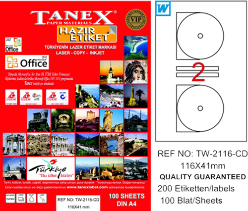 Tw-2116 Cd Etiket 116X041 Mm Tw-2116LAS10100