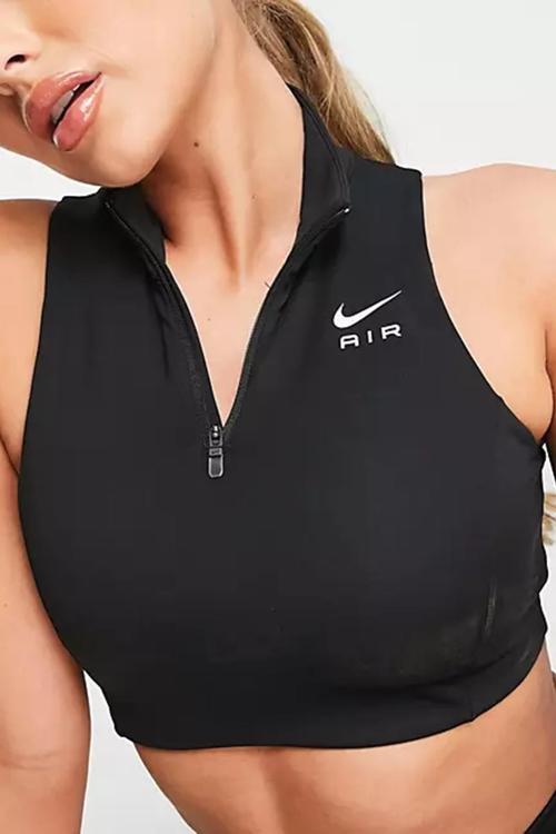 Air Dri Fit Swoosh Mockzip Fermuarlı Pedli Kadın Siyah Bra