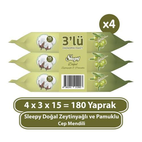 Doğal Zeytinyağlı ve Pamuklu Cep Mendili 4x3x15 (180 Yaprak)