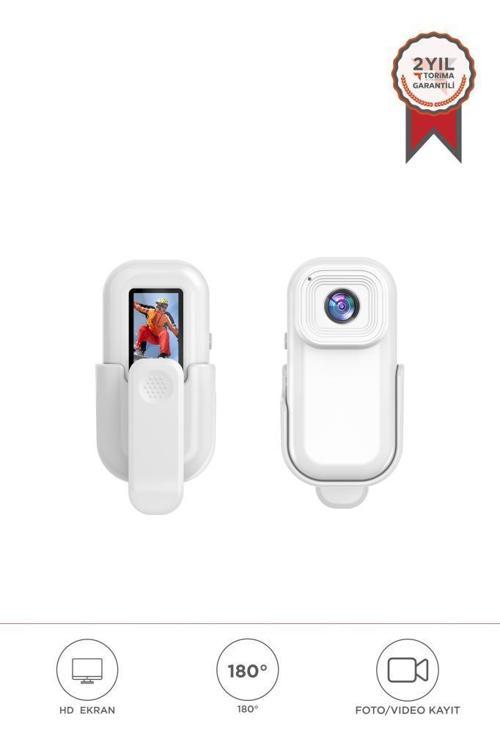 CMR-27 Beyaz 1080P HD Kayıt, 140° Geniş Açı, Klips Tasarımlı Giyilebilir Aksiyon Kamerası