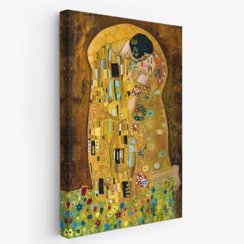 The Kiss İsimli Eser Gustav Klimt Dekoratif Kanvas Tablo, Duvar Dekoru 5128