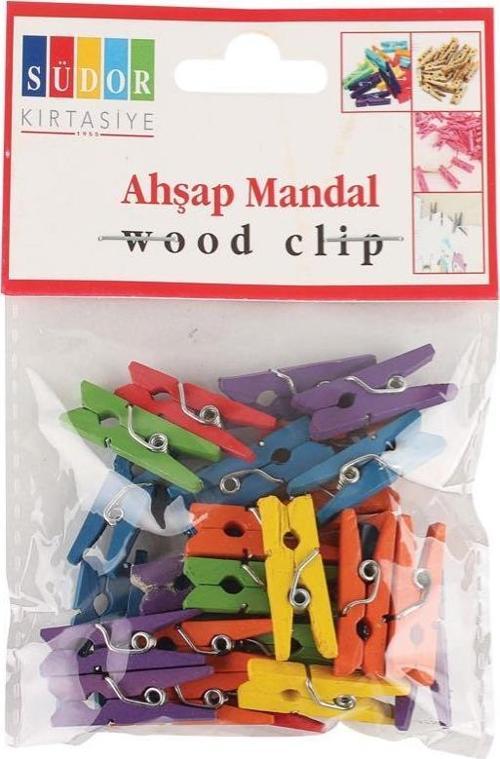 Renkli Ahşap Mandal Küçük Mini Mandal (30 Adet) Bs-99