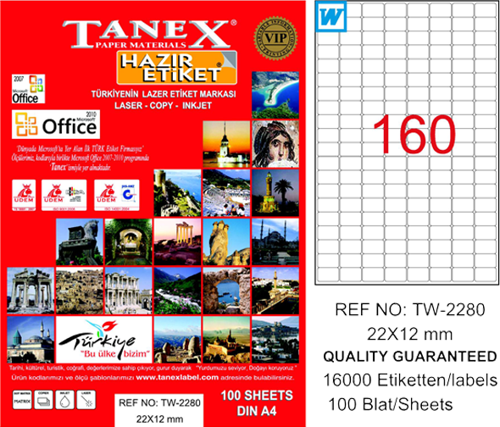 Tw-2280 Lazer Etiket 22X12 Mm Tw2280Las10100