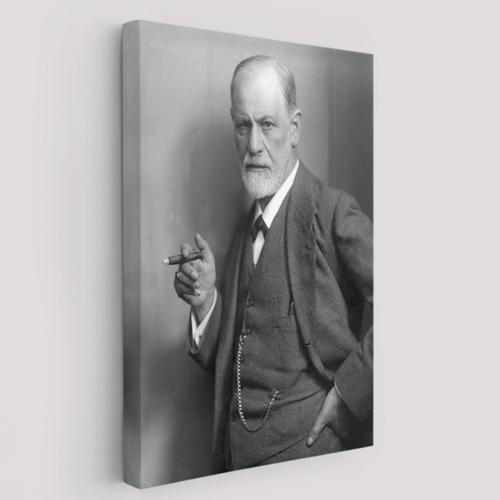 Elinde Puro ile Sigmund Freud Fotoğrafı Dekoratif Kanvas Tablo, Duvar Dekoru 5238