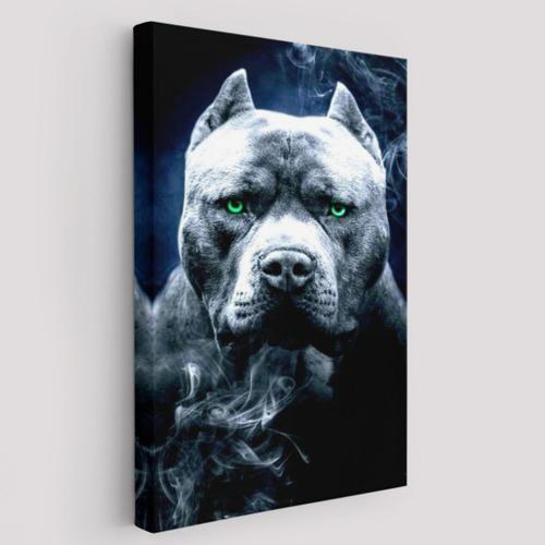 Yeşil Gözlü Amerikan Bully Köpek Dekoratif Kanvas Tablo, Duvar Dekoru 5259