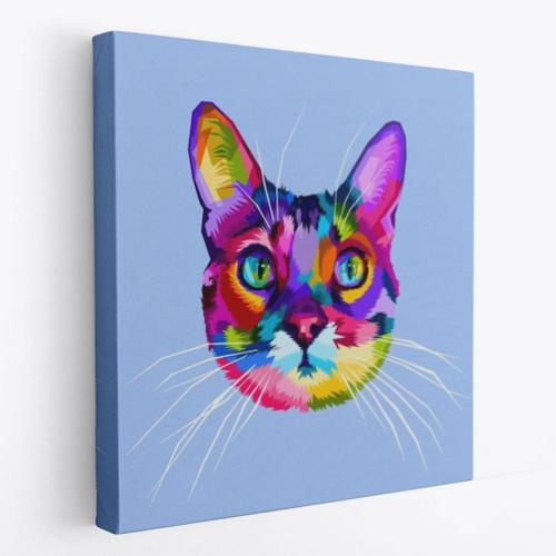 Kedi Kafası Hayvan Temalı Dekoratif Kanvas Tablo, Duvar Dekoru 5815