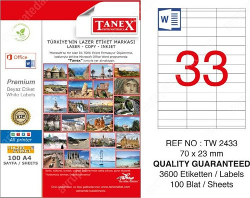 Tw-2433 Lazer Etiket 70X23 Mm Tw2433Las10100
