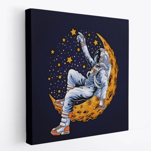Astronot Ayda Dinleniyor Dekoratif Kanvas Tablo, Duvar Dekoru 5099