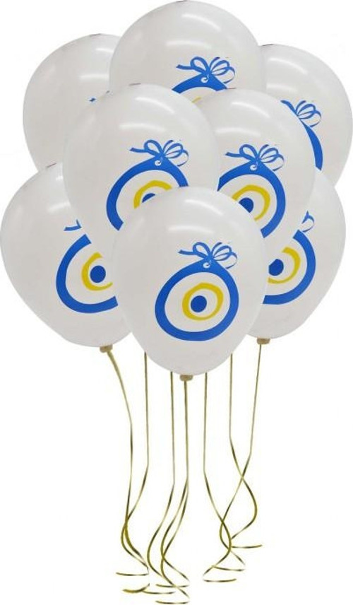 Balon Nazar Boncuğu Baskılı Beyaz VT911 (100 Lü Paket)