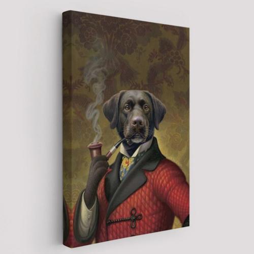 Köpek ve Piposu Dekoratif Kanvas Tablo, Duvar Dekoru 6032