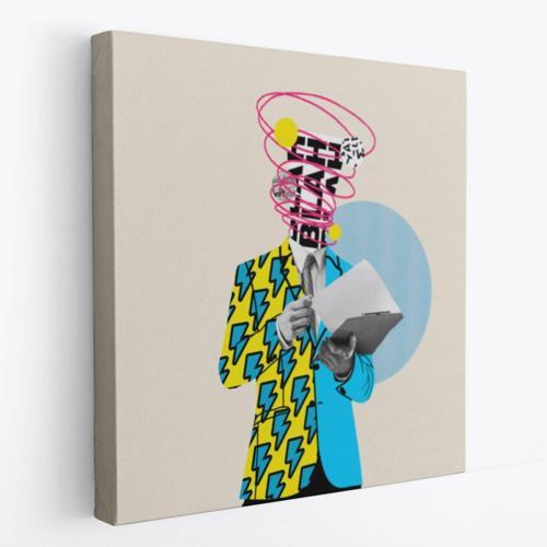 Pop Art Kahve İçen Çizgi Roman Kahramanı Dekoratif Kanvas Tablo, Duvar Dekoru 5800
