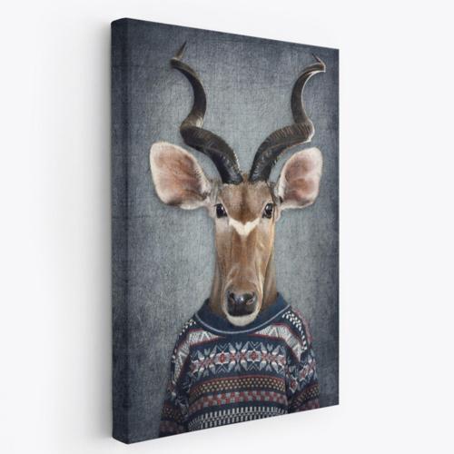 İnsan Görünümlü Antilop Dekoratif Kanvas Tablo, Duvar Dekoru 4996