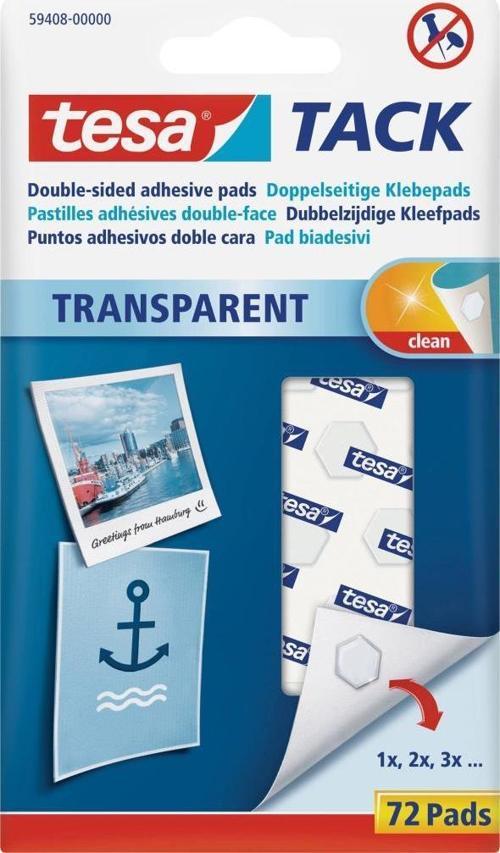 59408 Tack Şeffaf Çift Taraflı Yapışkan Pedler 72 Pcs