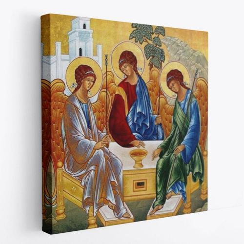 Kutsal Üçleme Andrei Rublev Kilise Dekoratif Kanvas Tablo, Duvar Dekoru 5327